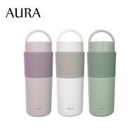 【AURA 艾樂】隨行提手真陶瓷保溫杯525ML(3色可選)