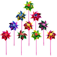 36 Pieces Plastic Rainbow Pinwheel, Lawn Garden DIY Windmill, Party Pinwheels Wind Spinner Set for Garden Lawn Decor, Fun Carniv