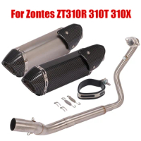 Exhaust System For Zontes ZT310R 310T 310X Motorcycle Muffler DB Killer Pipe Slip On Front Header Link Tube Stainless Steel
