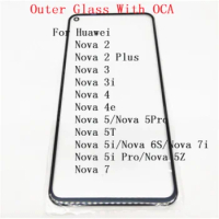 Front Touch Screen Glass + OCA For Huawei Nova Plus 2 2S 3 3i 4 4E 5 5E 5i 6 7 7i 8 SE Sensor Glass Cover Repair Parts