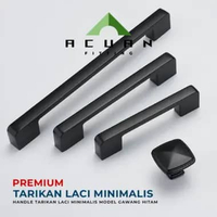Tarikan Pintu Lemari Dapur - Handle Laci Minimalis Aluminium Hitam 160 MM