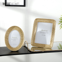 輕奢歐式創意金色456寸8寸相框擺臺客廳床頭櫃化妝桌面裝飾品擺件