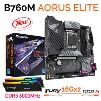 GIGABYTE B760M AORUS ELITE DDR5 LGA 1700 Motherboard With Kingston DDR5 6000MHz 32GB RGB Memory Intel B760 Mainboard Combo New