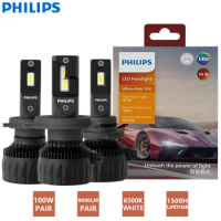 Philips Ultinon Rally 3550 H7 H4 H11 HB3 HB4 HIR2 LED Headlight 100W 9000LM Max Power Bright 6500K White Turbo Upgrade Bulbs 2x