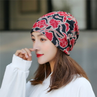 花朵帽子女春季天韓版保暖休閑套頭帽兩用帽圍脖套護耳帽包頭帽