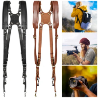 Camera Shoulder Strap Adjustable Double Shoulder Leather Harness For Canon Nikon Sony DSLR DV Camera Photographer Accessories