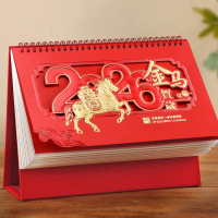 2026 Desk Calendar Custom Extra Large Chinese Red Festive Triangle Desk Calendar Corporate Gift Cale