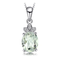 JewelryPalace 1.8ct Genuine Green Amethyst 925 Sterling Silver Pendant Necklace for Woman No Chain