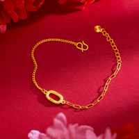 Pure 18k Gold Bracelet for Women Chain &amp; Link Bracelets Romantic Wedding 999 Jewelry Gifts Disney Accessories