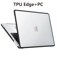 TPU Edge+ PC Transparent Case for Apple Macbook Air M2 13.6 A2681 2022 Cover for Macbook M1 Pro 13 14 16 A2485 A2337 A2338 Funda