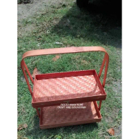 Rak bambu susun 2 kotak ukuran 30x20x43cm, keranjang bambu, keranjang buah, wadah hantaran, rak bumb