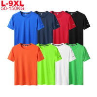 Plus Size 6xl 7xl 8xl 9xl Summer Big Tops Tees Quick Dry Slim Fit T-shirt Men Sport Mesh Short Sleeve Oversized Men's T Shirts