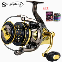 Sougayilang AFS10000 Spinning Fishing Reel 4.7:1 Gear Ratio Metal Spool Spinning Reel for Fresh/Seawater Fishing Tackle Pesca