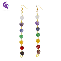 7 Chakra Rainbow Hearts Dangling Earrings