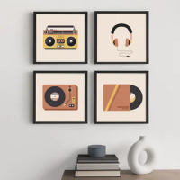 Music Cassette Tape Radio CD Player Posters and Prints Canvas Painting Nordic Wall Art Picture Modern Living Room Home Decor