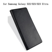 New Genuine Leather Carcasa for Samsung Galaxy S23 Case S23+/S23Ultra Flip Magnetic Phone Funda for Galaxy S22/S22+ Ultra Coque