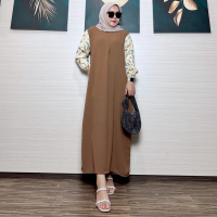 Dress Gamis wanita lebaran terbaru 2025 rayon kombinasi crinkle Sarah