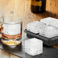 1 3D Square Ice Cube Tray, Large Square Silicone Fun Shape Whiskey Ice Tray with Funnel, Suitable fo