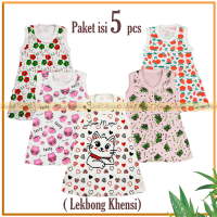 Isi 5 Dress Anak Perempuan Lekbong Khensi Baju Bayi Perempuan Bahan Kaos Riff Umur 0 Sampai 4 Tahun 