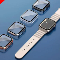 Glass+cover For Apple Watch Case series 9-8 7 6 5 4 3 se 44mm 40-42-38-41mm 45mm Bumper Screen Protector apple watch Accessories