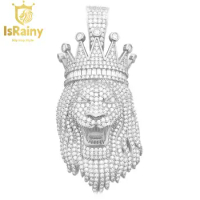 IsRainy Hip Hop Rock 100% 925 Sterling Silver VVS D Color Real GRA Moissanite Full Diamonds Lion Pendants Fine Jewelry Wholesale