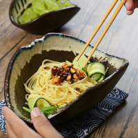 創意個性日式粗陶餐具特色餐廳異形貝殼碗家用水果沙拉碗菜碗