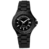 Roven Dino 羅梵迪諾 馨彩時尚晶鑽陶瓷腕錶-黑/35mm