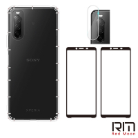 RedMoon SONY Xperia 10 II 手機殼貼4件組 空壓殼-9H玻璃保貼2入+厚版鏡頭貼