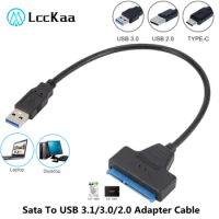LccKaa Sata to USB 3.0 USB 2.0 Type C Adapter USB 3.0 SATA 3 Cable Up to 6 Gbps Support for 2.5 Inch External SSD HDD Hard Drive