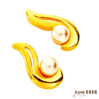 J code真愛密碼金飾 珠聯璧合純金耳環 約0.55錢