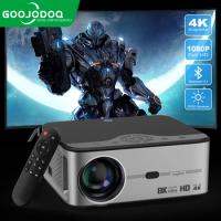 GOOJODOQ Full HD 1080P Projector 4K 8K 700ANSI 15500Lumens Android WiFi LED Video Movie Projector LED Home Theater Cinema Beamer