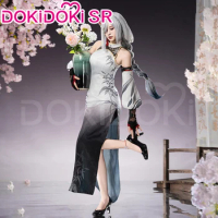Shenhe Doujin Cosplay Costume Game Genshin Impact DokiDoki-SR Shen He Cosplay Ink Wash Painting Doujin Cheongsam Women