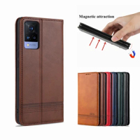 Luxury magnetic attraction case for Vivo V21 simplicity phone cover wallet case card slots high quality AZNS