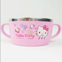Hello Kitty 不鏽鋼雙把碗9.5x5cm，304不鏽鋼/餐具組/環保餐具/碗/湯碗/飯碗/BABY，X射線【C135146】