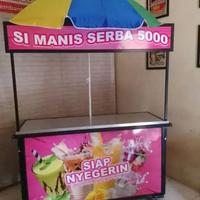Booth Portable / Meja Lipat / Gerobak Lipat Bongkar Pasang bahan aluminium Hitam yang keren dilengka