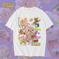 COD [ ส่งฟรี  ] WS00375 เสื้อยืดโอเวอร์ไซส์ เสื้อยืดเกาหลี ผ้าคอตตอน 100% เสื้อยืด หมีเนย erbear น้อ