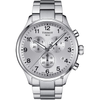 【TISSOT 天梭】韻馳系列 Chrono XL三眼計時手錶-銀/45mm 送行動電源 畢業禮物(T1166171103700)