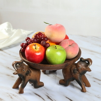 泰式實木果盤家用客廳托盤擺設泰國大象商用木質水果盤干果零食盤