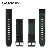 【GARMIN】QuickFit 22mm 黑色皮革 FKM氟橡膠混合材質錶帶