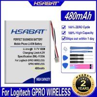 HSABAT 480mAh Battery for Logitech G PRO WIRELESS Mouse 3-wire plug Batteries