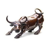 Bronze Fierce Bull OX Statue Golden Metal Sculpture Crafts Ornament Home Decoration Accessorie Animal Figurine