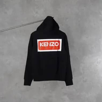 Hoodie KENZO PARIS SQUARE POCKET BACK RED BLACK HOODIE 100% ORIGINAL S