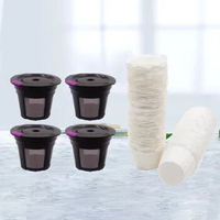 4pcs K-Cup Filter Reusable K-Cup Replacement with 100pcs Paper Filters Refillable Filter Capsule for Keurig 1.0/2.0 Coffee Maker