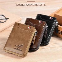 Wallet Men's RFID Blocking Wallet with Zipper Multi Credit Card Holder Purse Vintage Male Small Zipper Purse Wallet with ID