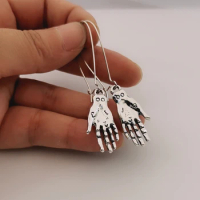 Palmistry earrings Fortune Teller Palm reader hand earrings chiromancy in silver color tone Mystery jewelry pendant woman gift