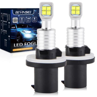Bevinsee 880 H27W LED Fog Light Driving Lamp DRL Mini Size 6000K White Car Daytime Running Light 40W 1500LM Auto Fog Lamp