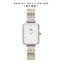 Daniel Wellington DW 手錶 Quadro Lumine 20X26 星辰珠寶式雙色錶鏈-白錶盤 DW00100625