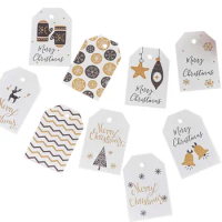 50Pcs Christmas Paper Hanging Tag For Wrapping DIY Crafts Xmas Party Supplies Gift Bookmark Card Tags Garment Labels No Rope