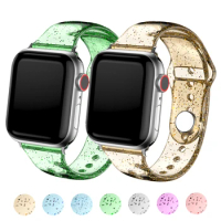 Silicone Strap for Apple Watch ultra Band 49mm 44mm/41/45/40/42mm Glitter Women Sport Soft Wristband iWatch series 8 7 SE 6 4 3