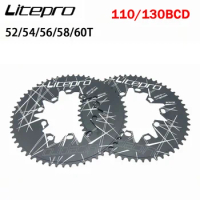 Chainring Black Oval Litepro Dual BCD 110 / 130mm Crown Folding Bike 52/54/56/58/60T Crankset Bicycle Chainwheel